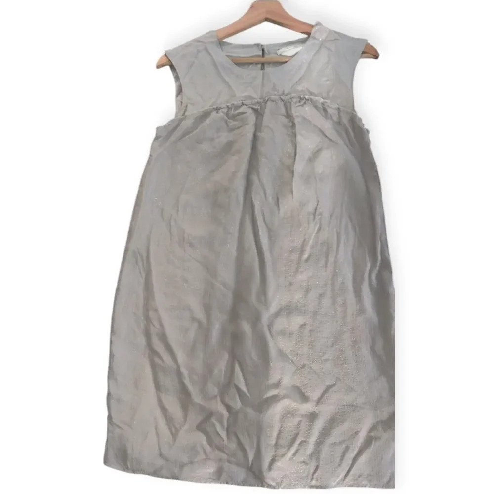Cynthia Vincent Silk Gray Lurex Mini Dress
